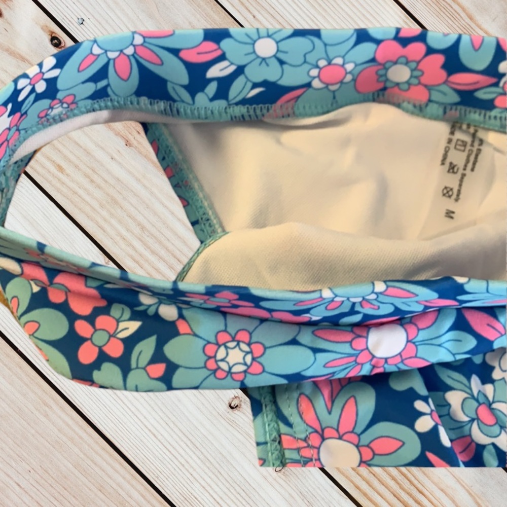Blue Pink Boho Floral High Waist Lined Cheeky Bikini New - Picture 11 of 16